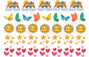 Sunshine and rainbow UV 3D Stickers