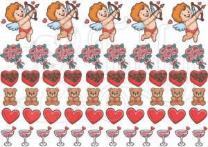 Valentine love icons UV 3D Stickers