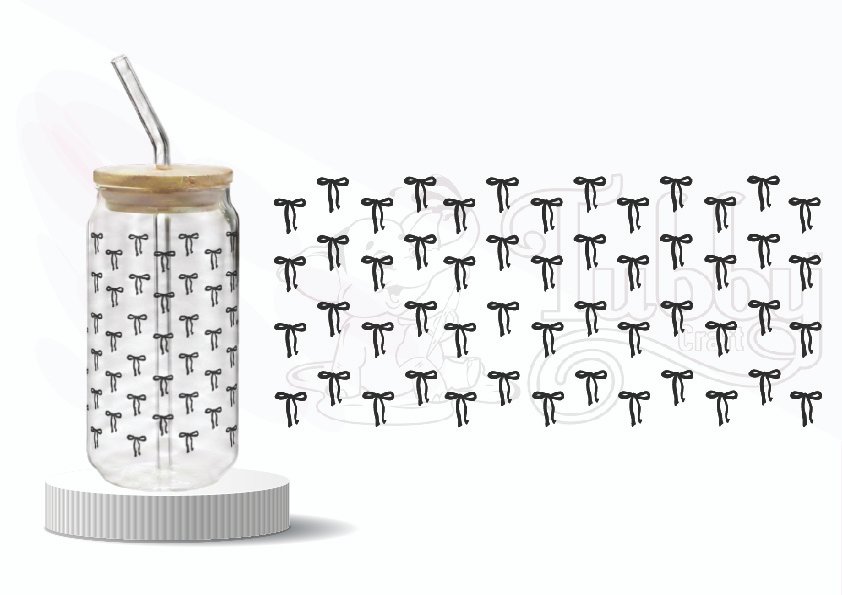 Black Bow Pattern Wraparound UV DTF Sticker