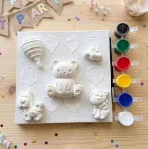 DIY Paint Kit Cute Bear & Balloons | 3D Texture Art Kit with Colors | Kids Craft Painting Kit for Creative Fun