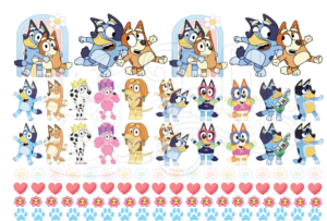Bluey Cartoon Sticker Sheet for Kids | DIY Craft Stickers | Waterproof Cute Character Stickers for Journals, Bottles & Scrapbooking