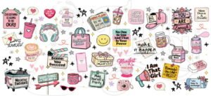 Motivational Quote Sticker Sheet | Self Love & Aesthetic DIY Stickers | Cute Positive Stickers for Journals, Laptops & Scrapbooking