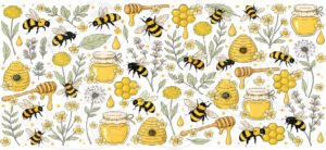 Bee & Honey Sticker Sheet | Nature Inspired DIY Stickers | Cute Aesthetic Stickers for Journals, Scrapbooking & Crafts
