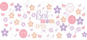 Best Mom Ever Sticker Sheet | Cute Aesthetic DIY Stickers | Floral & Smiley Stickers for Journals, Gifts & Scrapbooking