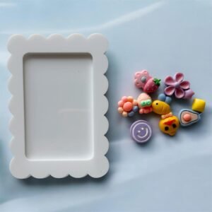 Scalloped Acrylic Photo Fridge Magnet With Charms KIT