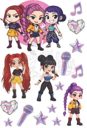 K-Pop Girl Group UV 3D Waterproof Stickers | Cute Idol Anime Vinyl Decals | Premium UV DTF Stickers for Laptop, Phone, Bottle, Helmet & Car