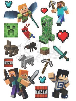 Minecraft-Themed UV 3D Waterproof Stickers – Premium Gaming Character & Pixel Art Decals for Kids, Laptops & DIY Crafts
