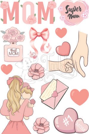 Mother's Day UV 3D Waterproof Stickers – Premium Mom Love Decorative Decals for Gifts, Journals, Crafts & Scrapbooking