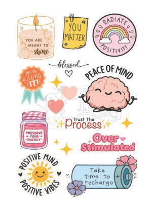 Positive Affirmation UV 3D Waterproof Stickers – Motivational & Mental Wellness Decorative Decals for Journals, Laptops & DIY Crafts