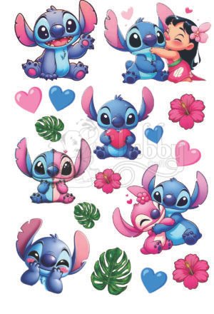 Cute Stitch UV 3D Waterproof Stickers Sheet | Premium Vinyl Decal Stickers for Laptop, Phone, Bottle, Diary & Scrapbook