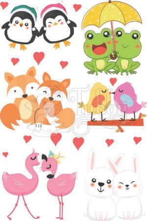 Cute Animal Love UV 3D Waterproof Stickers Sheet – Penguin, Fox, Bunny, Flamingo, Frog & Bird Decorative Stickers