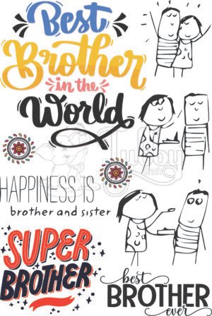 Best Brother UV 3D Waterproof Stickers Sheet – Brother Quotes, Raksha Bandhan & Sibling Love Decorative Stickers