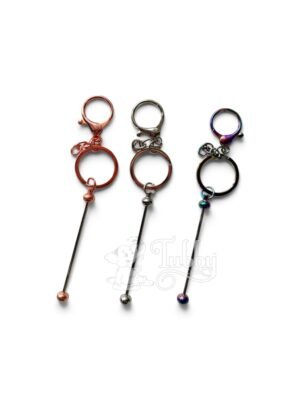 Metal Keychain Making Accessories – Key Rings with Chain & Long Pin, Assorted Metallic Colors for DIY Craft Projects (Pack of 10 Pcs)