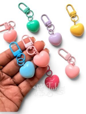 Heart Shape Keychain Accessories – Assorted Colors, DIY Craft Key Rings, ( Pack of 10 Pcs )
