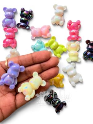 Cute Teddy Bear Shape Embellishments – Assorted Colors, DIY Craft & Decoration Accessories (Pack of 10 Pcs)