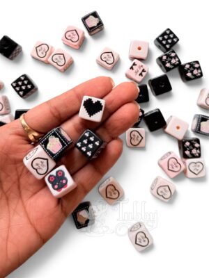 Cute Love Theme Square Shape Embellishments – Assorted Designs & Colors, DIY Craft & Decoration Accessories (Pack of 10 Pcs)