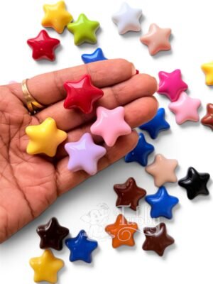 Assorted Star Shape Beads – Glossy Colors, DIY Craft & Jewelry Making Beads for Keychains, Bracelets & Accessories (Pack of 10 Pcs)