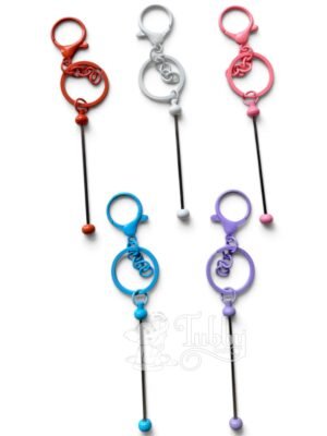 Keychain Making Accessories – Metal Key Rings with Chain & Long Pin, Assorted Colors for DIY Craft Projects (Pack of 10 Pcs)