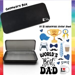 World's Best Dad Geometry Box DIY Kit – Custom Black Metal Storage Box with UV 3D Stickers