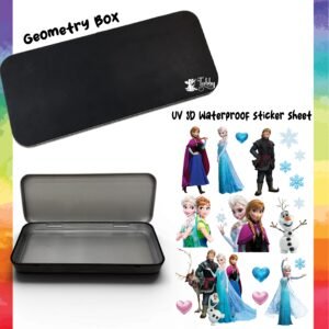 Frozen Theme Geometry Box DIY Kit – Custom Black Metal Pencil Case with UV 3D Stickers