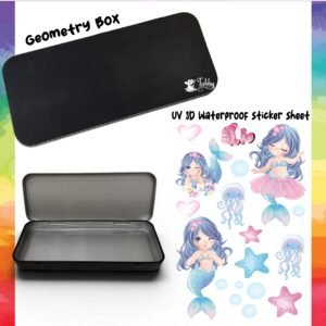Mermaid Theme Geometry Box DIY Kit – Custom Black Metal Pencil Case with UV 3D Stickers