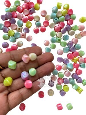 Iridescent Pastel Square Beads – Assorted Colors, 100 gm