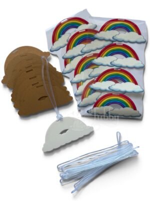 DIY Rainbow Acrylic Luggage Tag Set – Pack of 10 White Blank Tags, UV Waterproof Stickers & Clear Silicone Loops